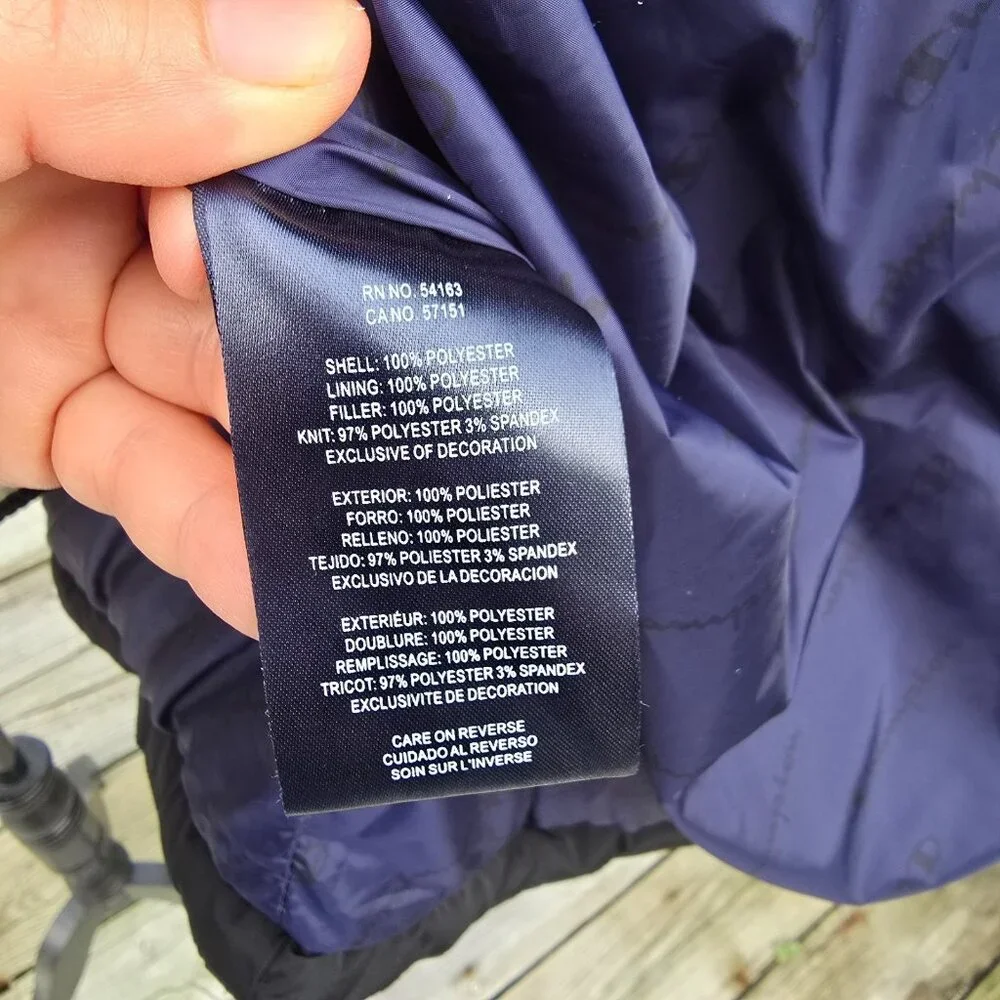 Champion Quilted Puffer Hooded Jacket Dark Blue Full Zipper Men's Size XL - Picture 5 of 11